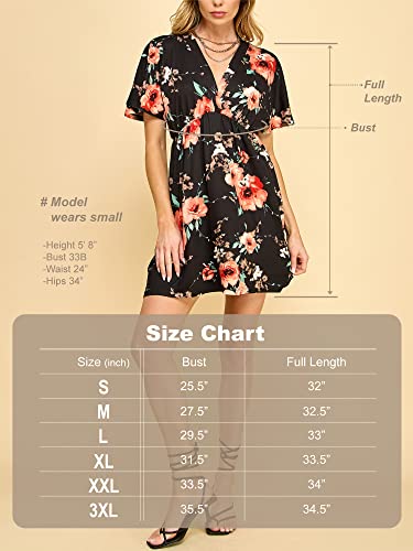 Lock and Love Women's Kimono Style Deep V Neck Dress 3X-Large