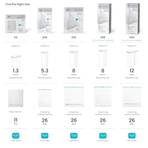 Home Zone Living 12 Gallon Trash Bags with Drawstring, 30-Count