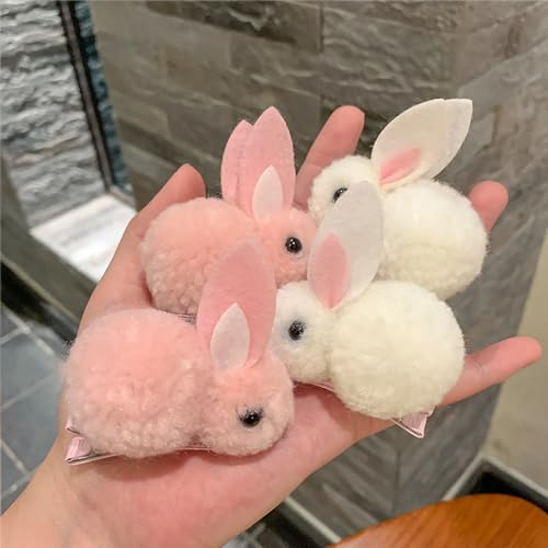 10 Pack Cute Bunny Hair Clips for Girls & Women - Elastic Plush Hair Accessories