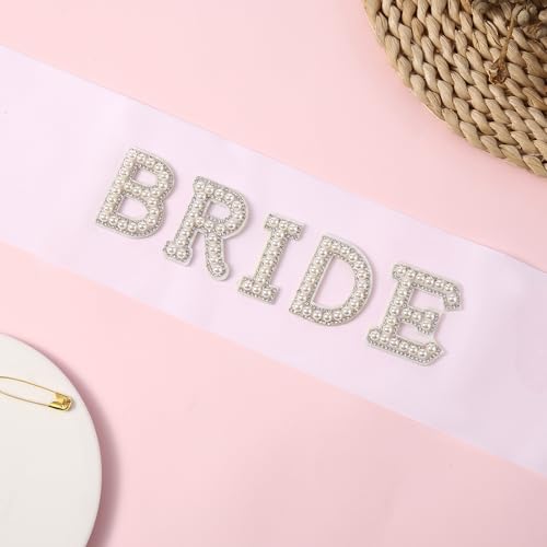 Fucibt Bride Sash with Pearls & Rhinestones - Variation 1, Bridal Shower & Bachelorette Party Accessories