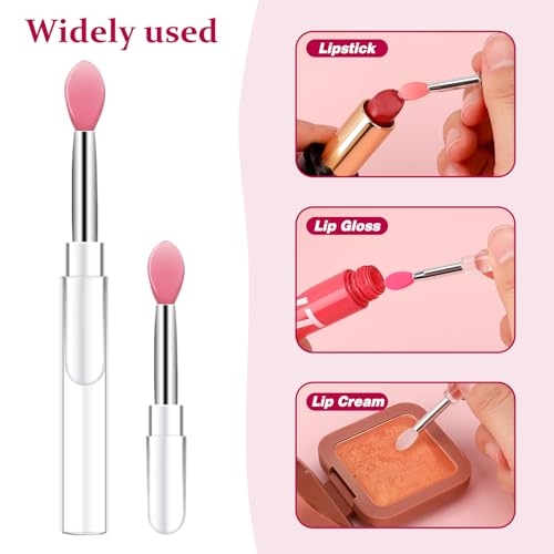 10 Silicone Lip Brushes with Caps - Reusable Lipstick Applicators