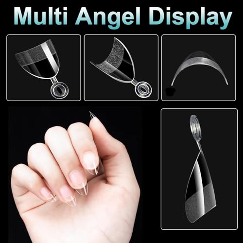 BlueZOO Almond Soft Gel Short Fake Nail Tips - Salon Quality Half Cover Nails