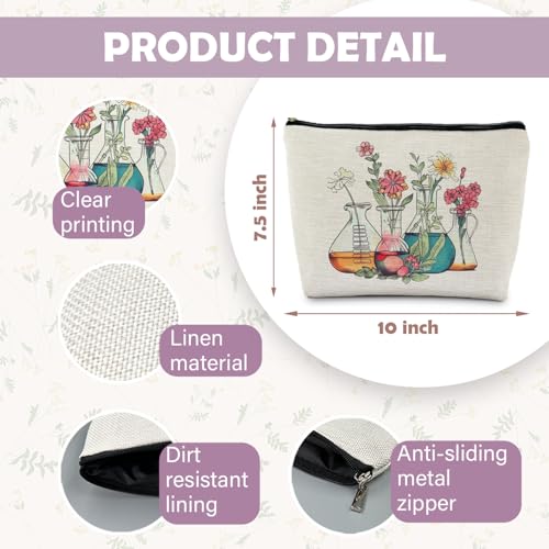 Science Teacher Gifts Floral Beakers Makeup Bag - Chemistry Design