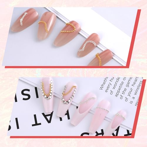 3D Nail Art Chains - 6 Metallic Charms for DIY Manicure