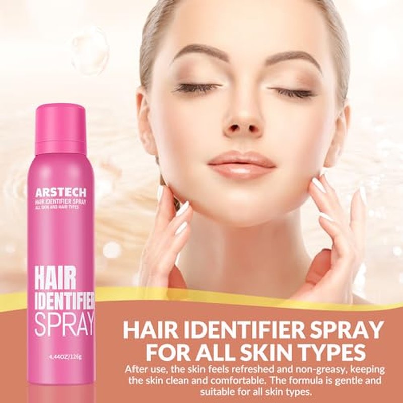 Hair Identifier Spray for Face Shaving Dermaplaning Tool 4 Pack Skin Body Dermaplaning Spray for Women with 16 Face Razor for Face Shaver Hair Removal Kit Excess Hair Dermaplane Razor for Women Face