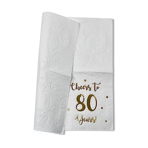 Cheers to 80 Years Cocktail Napkins - 50-Pack White 3-Ply