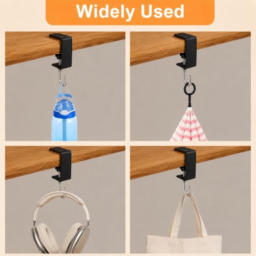 6-Piece Adjustable Purse Hooks for Desk - Heavy Duty Bag Hangers