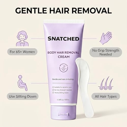 Snatched Hair Removal Cream, Body & Facial Hair Removal Cream for Women & Men, Gentle Painless Hair Remover for Legs, Arms, Bikini Line, Stomach, Underarms