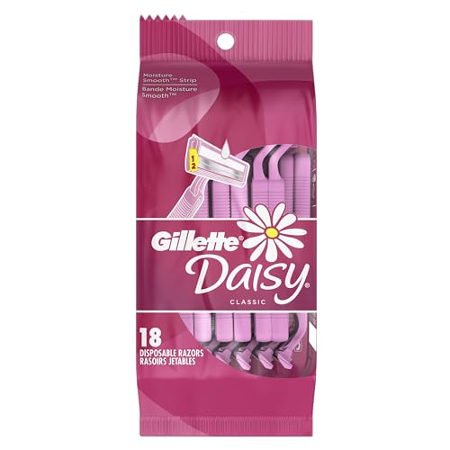 Gillette Venus Daisy Classic Disposable Razors for Women, 18 Count, Hair Removal for Women