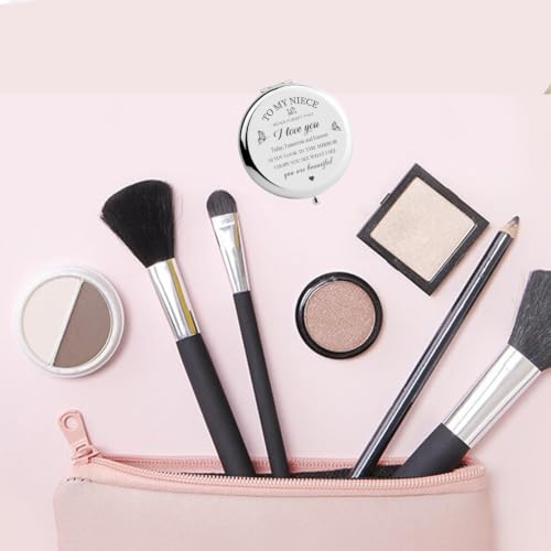 KGKAIMIZL Niece Makeup Compact Mirror Silver Gift for Niece - Variation 3