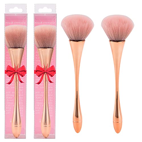 Jutoe 2-Piece Large Kabuki Makeup Brush Set - Fluffy Powder & Bronzer Brush