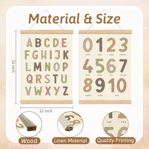 Lacama Boho ABC Alphabet Wall Chart for Kids - Set of 2