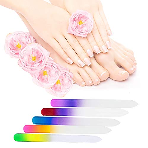 5-Pack Glass Nail Files with Cases - Double-Sided Crystal Nail Care