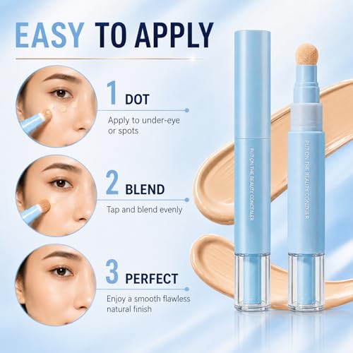 Dual-Action Concealer & Foundation Pen - Long-Lasting 2-in-1 Makeup (Beige, 2pcs)