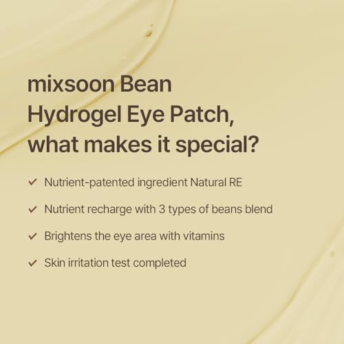 mixsoon Bean Hydrogel Eye Patch - Hydrating Collagen Under Eye Masks (30 Pairs)