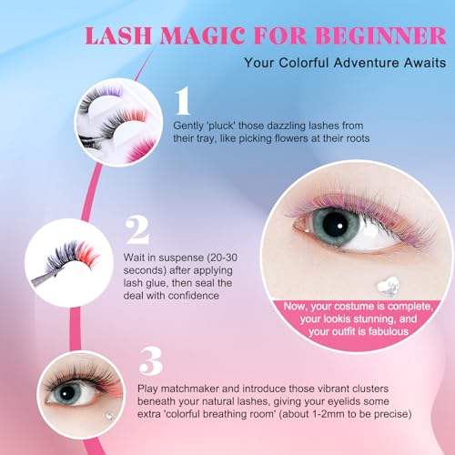 AMilHiTon Halloween Colored Eyelashes 5 Pairs - Faux Mink, Vibrant for Cosplay & Parties (8233 Mixed)