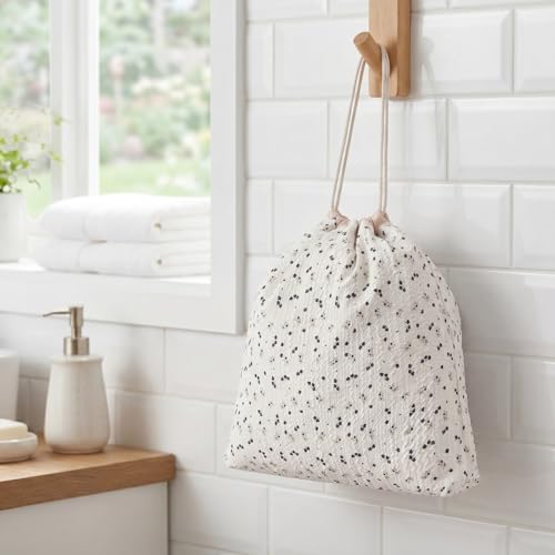 Large Drawstring Hair Tools Travel Bag - 03 Dark Blue Flower