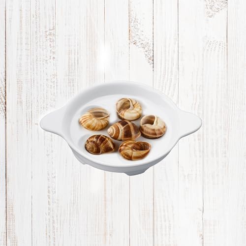 Maine Man Fine Porcelain Footed Escargot Plate with Handles, 6.5-Inch