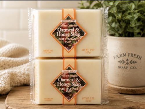 Trader Joe's Oatmeal & Honey Vegetable Bar Soap - 2 Pack (4 Bars Total)