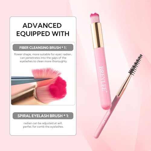 BREYLEE Eyelash Cleanser, Shampoo Foam & Brushes Eyelid Cleanser for Makeup Remover Paraben & Sulfate Free for Salon and Home Use(60ml, 2 fl oz)