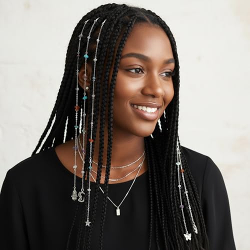 5-Piece Hair Charms Set for Black Women - Colorful Braid Jewelry