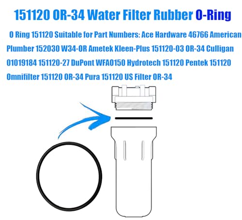 W34-OR Water Filter O-Ring Replacement – Fits American Plumber & Pentek (8-Pack)