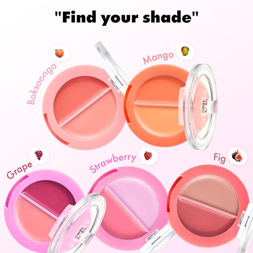 Amuse Seoul BOKSOONGA Lip & Cheek Balm - Multiuse Cream & Glossy Blush, 2 Colors, Vegan, Korean Beauty