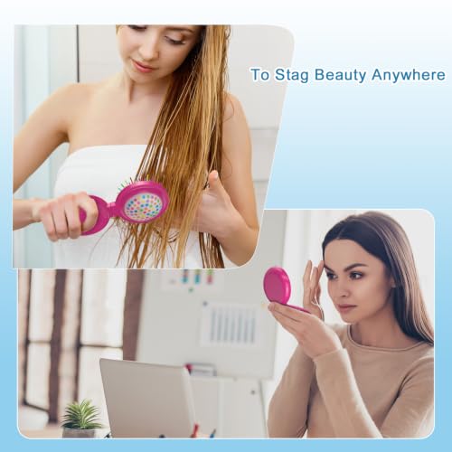 ONLYFU 18 Pcs Mini Portable Folding Travel Hair Brush with Mirror