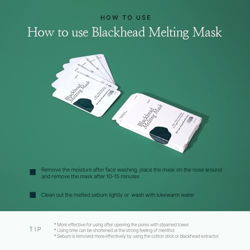Petitfee Blackhead Melting Nose Mask 5 Pack - Pore & Sebum Control, Gentle Exfoliating with BHA & Centella