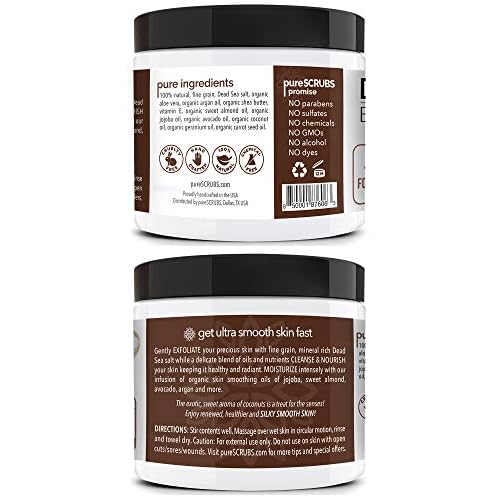 OGX Hydration + Sea Kelp & Hyaluronic Acid Sulfate-Free Lightly Moisturizing Body Scrub with Black Rice, Gentle Exfoliating Daily Body Wash to Soften & Smooth Skin, 19.5 Fl Oz