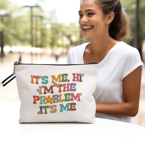 It's Me Hi I'm The Problem Cosmetic Bag for Women Travel Makeup Bag - Beige - Jepuyaya