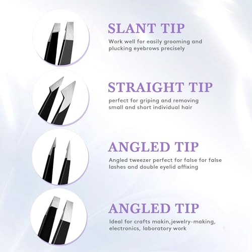BEDACE Stainless Steel Precision Tweezers for Hair Removal