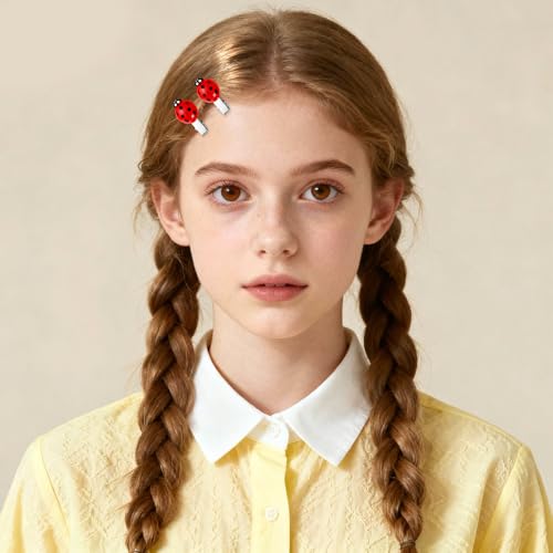 20 Ladybug Hair Clips - Cute Insect Barrettes for Kids & Parties