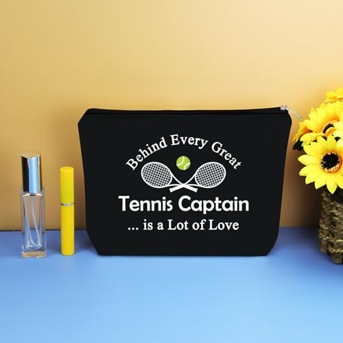 Mikela Black Tennis Captain Gift Makeup Bag - Tennis Team Travel Pouch