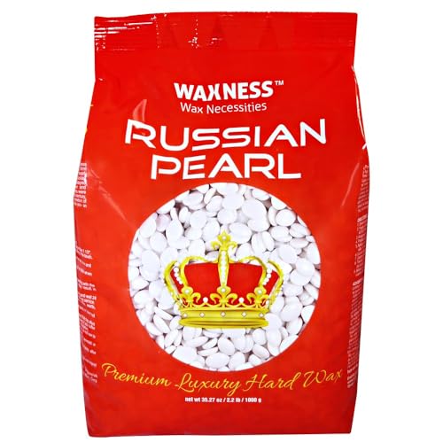 Waxness Russian Pearl Hard Wax Beads 2.2 lb (1 kg) ? Rosin-Free Stripless Hard Wax with Creamy Texture and Skin Visibility, Professional Use ? Made in Italy