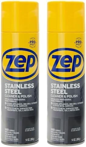 Zep Stainless Steel Cleaner - 14 oz Polish for Metal Surfaces | Protects Against Fingerprints & Water Spots