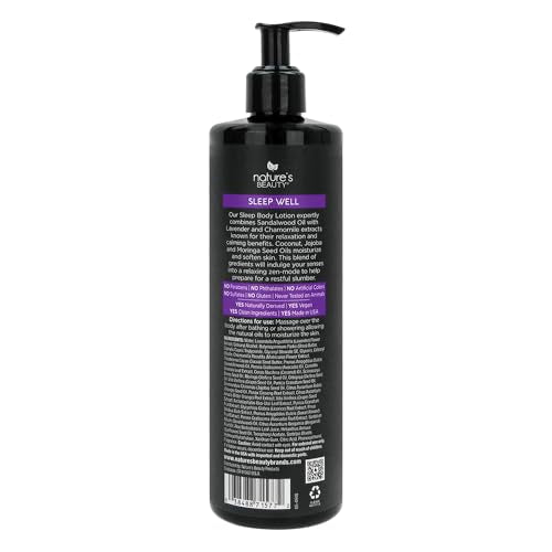 Nature's Beauty Lavender Chamomile Sleep Body Lotion 16oz - Moisturizer for Dry Skin, Shea & Jojoba Oils, Nighttime Relaxation