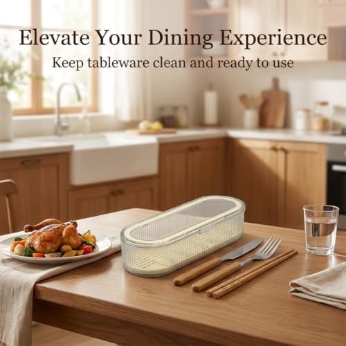 Flatware Tray with Lid - Durable Utensil Organizer for Easy Storage