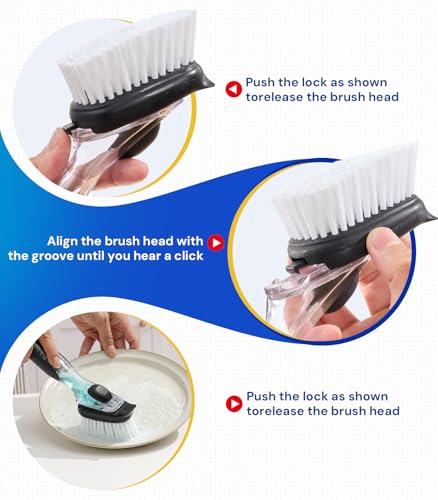 Black Replacement Dish Brush Head for OXO Soap Dispensing Scrubber 4 Pack