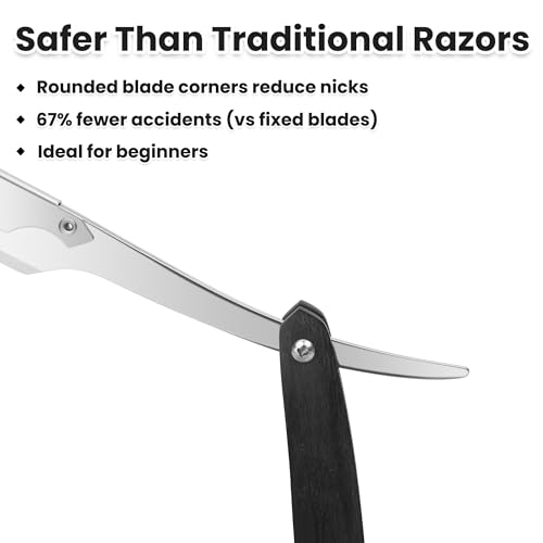 Keropy Black Wooden-Handle Shavette Straight Razor (Variation: Black Wooden Handle)