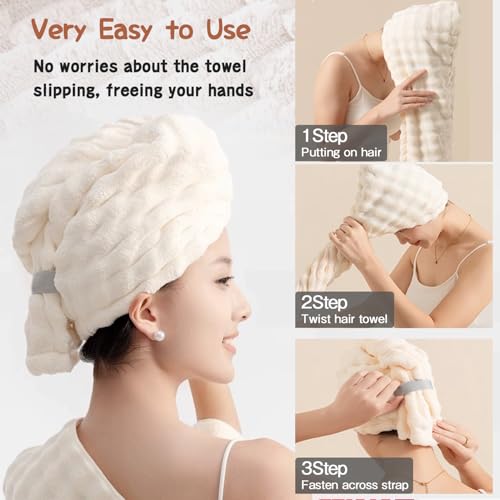Super Absorbent Microfiber Hair Towels for Women - 3 Pack (41x23 in)