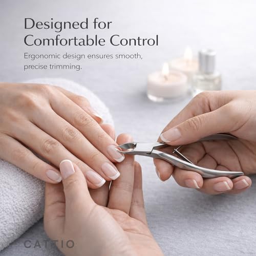 Cattio Professional Stainless Steel Cuticle Trimmer Set - Nippers, Pusher & Cutter for Home & Salon Use