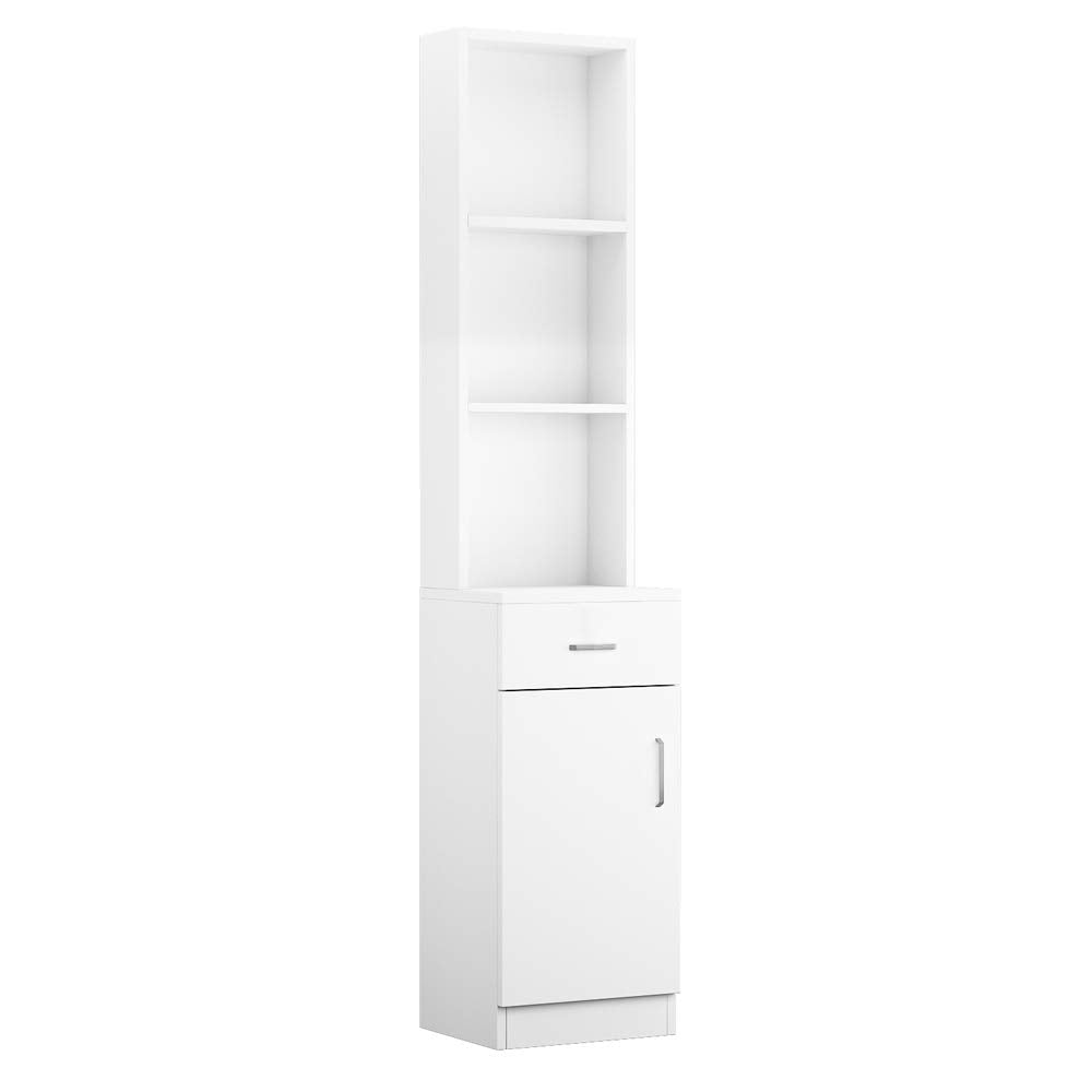Salon Station - Barber Hair Stylist Storage Cabinet with 5 Compartments & Drawer | Durable MDF, Black