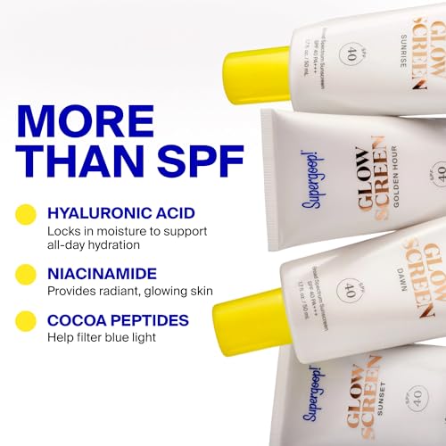 Supergoop! Glowscreen SPF 40 - Glowy Primer + Broad Spectrum Tinted Sunscreen - Helps Filter Blue Light - Hydration - Hyaluronic Acid & Vitamin B6