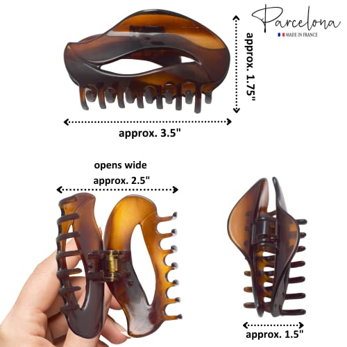 Parcelona French Tortoise Shell Hair Claw Clip - Medium Secure Hair Accessory