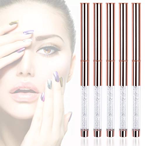 5-Piece Nail Art Brush Set with Rhinestone Handles for DIY & Salon Use