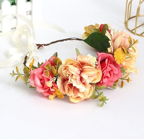 Vivivalue Floral Crown Headband | Flower Headpiece Halo (Variation 6)