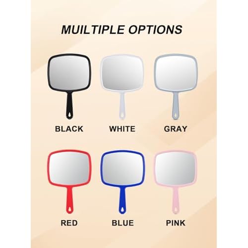 Gladmart Hand Mirror Salon Barber Hairdressing Handheld Mirror with Handle (Square Pink 7.4 x 10.3 inches)