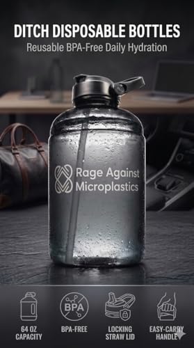 64oz Leakproof Water Bottle with Straw & Handle - BPA-Free Gym Jug
