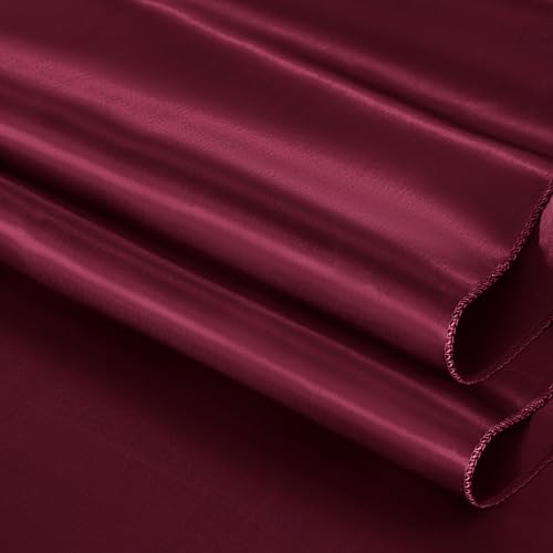 Burgundy Satin Tablecloth 60 x 102 Inches | Elegant Rectangle Cover for Weddings & Banquets